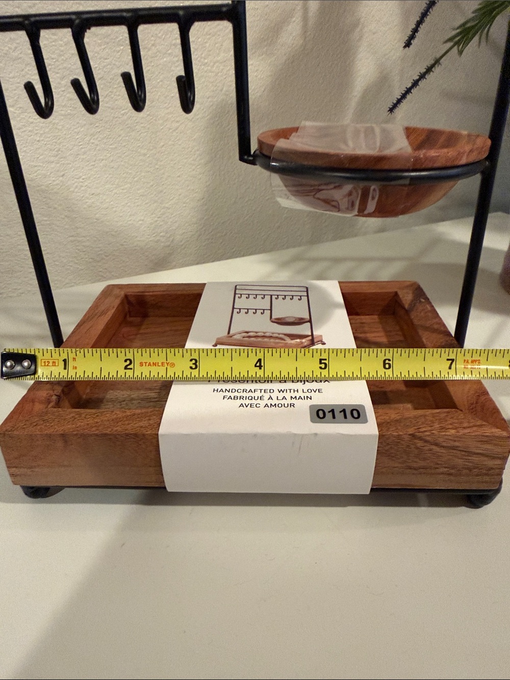 Black & Wood Jewelry Stand Organizer NWT - Picture 3 of 8